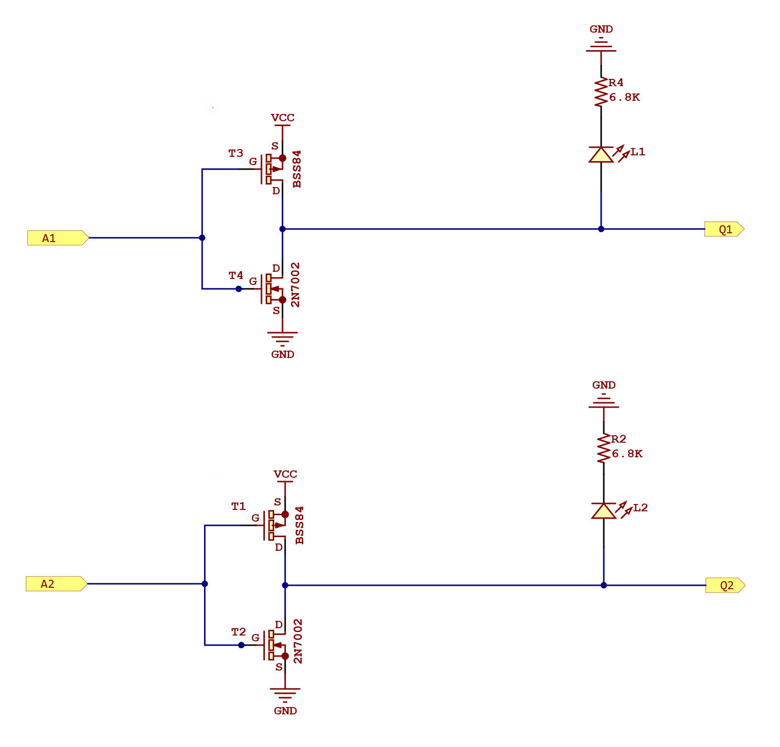 Dual NOT gate schematic