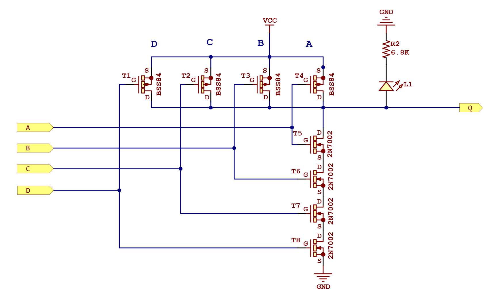 NAND4 gate schematic