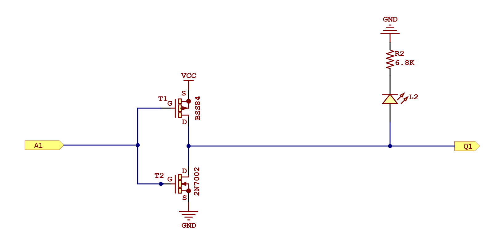 NOT gate schematic