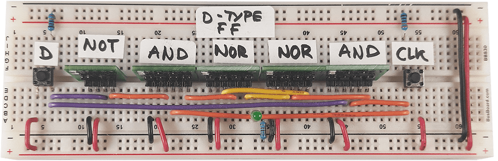 D-Type latch breadboard